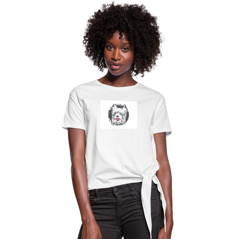 Westie Terrier Women's Knotted T-Shirt - white