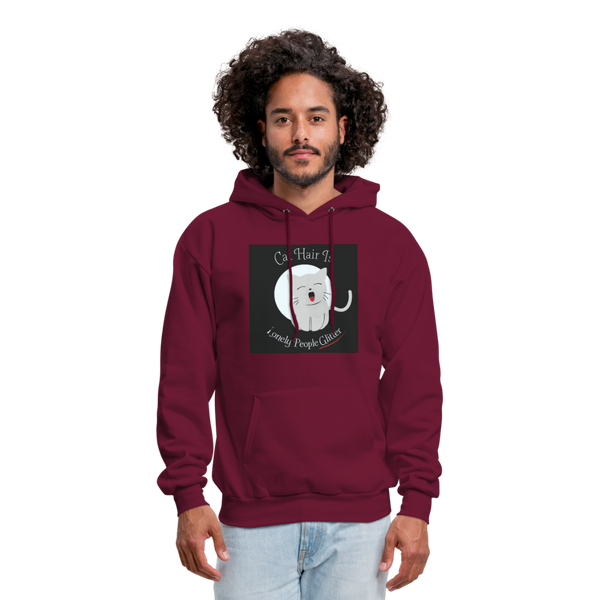 Cat Hair Is Lonely People Glitter Men's Hoodie - burgundy