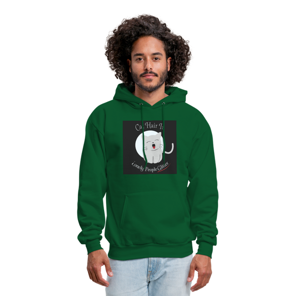 Cat Hair Is Lonely People Glitter Men's Hoodie - forest green