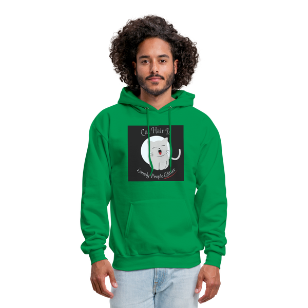 Cat Hair Is Lonely People Glitter Men's Hoodie - kelly green