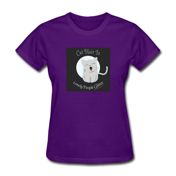 Cat Hair Is Lonely People Glitter Women's T-Shirt - purple