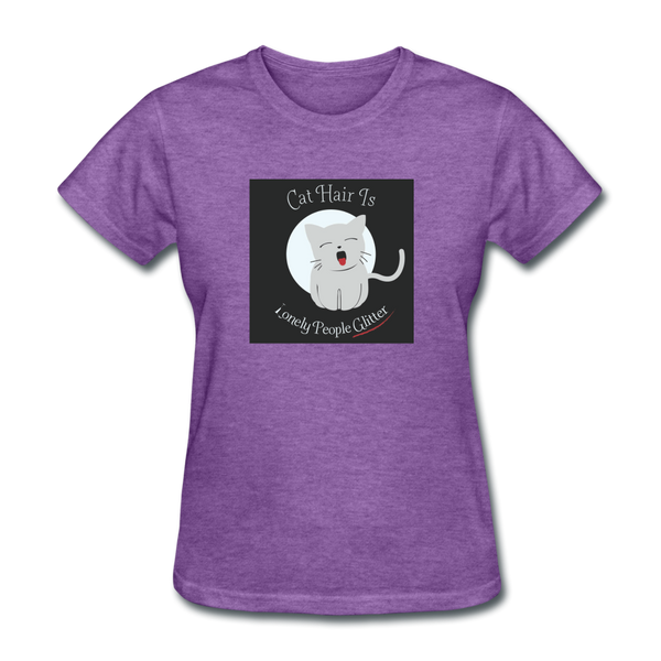 Cat Hair Is Lonely People Glitter Women's T-Shirt - purple heather