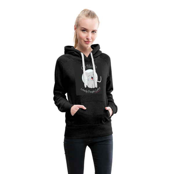 Cat Hair Is Lonely People Glitter Women’s Premium Hoodie - charcoal gray