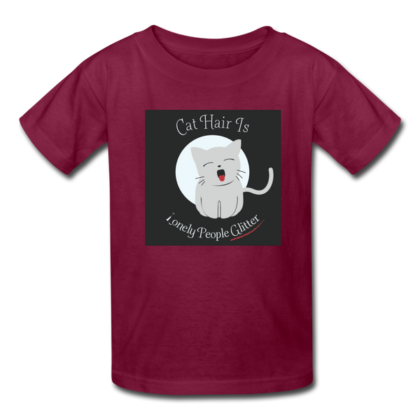 Cat Hair Is Lonely People Glitter Kids' T-Shirt - burgundy