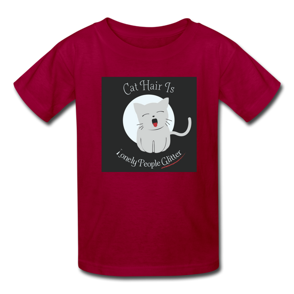 Cat Hair Is Lonely People Glitter Kids' T-Shirt - dark red