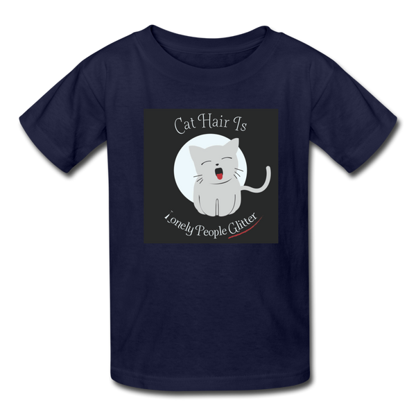 Cat Hair Is Lonely People Glitter Kids' T-Shirt - navy