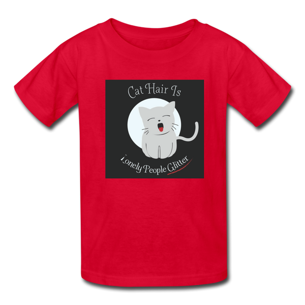 Cat Hair Is Lonely People Glitter Kids' T-Shirt - red