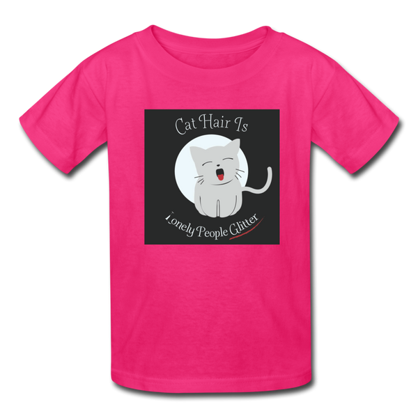 Cat Hair Is Lonely People Glitter Kids' T-Shirt - fuchsia