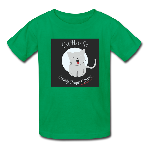 Cat Hair Is Lonely People Glitter Kids' T-Shirt - kelly green