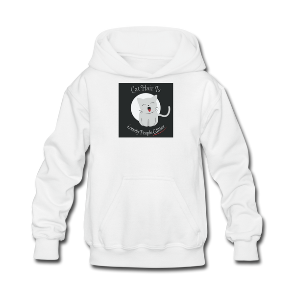 Cat Hair Is Lonely People Glitter Kids' Hoodie - white