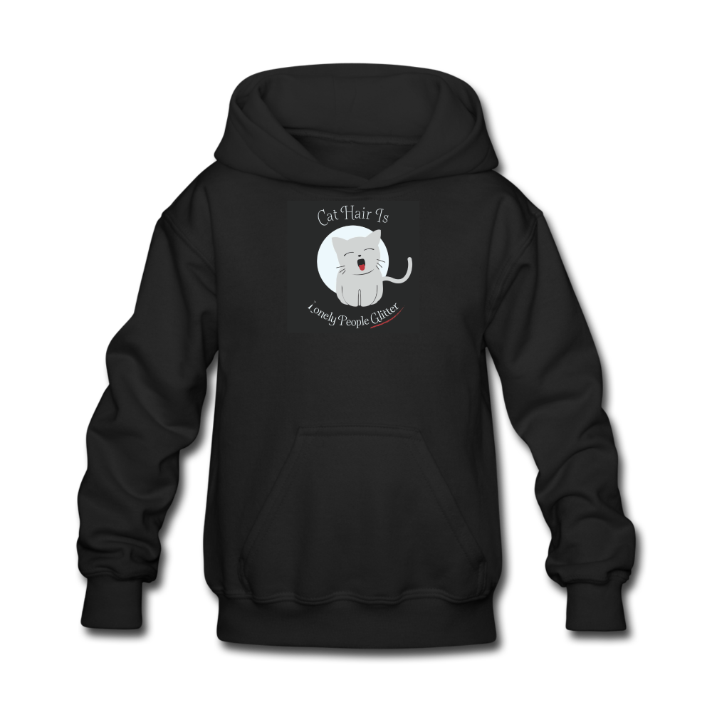 Cat Hair Is Lonely People Glitter Kids' Hoodie - black