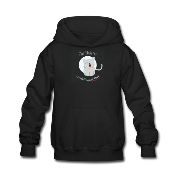 Cat Hair Is Lonely People Glitter Kids' Hoodie - black