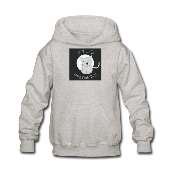 Cat Hair Is Lonely People Glitter Kids' Hoodie - heather gray