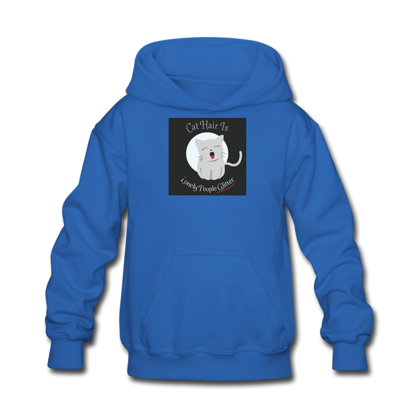 Cat Hair Is Lonely People Glitter Kids' Hoodie - royal blue