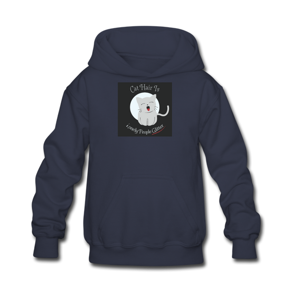 Cat Hair Is Lonely People Glitter Kids' Hoodie - navy