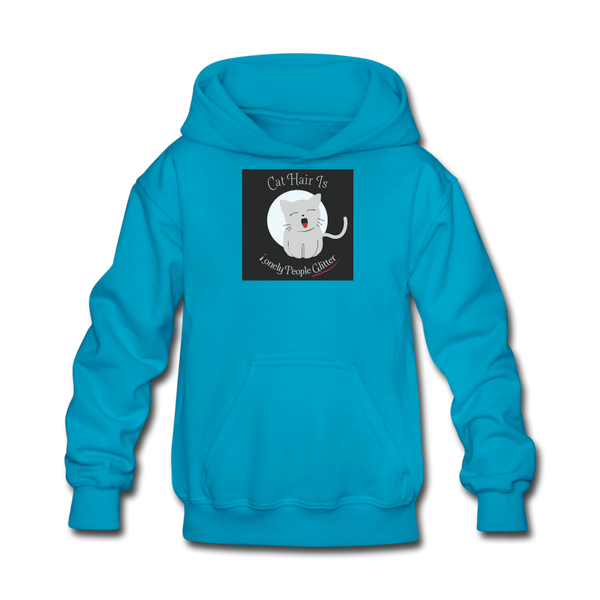 Cat Hair Is Lonely People Glitter Kids' Hoodie - turquoise