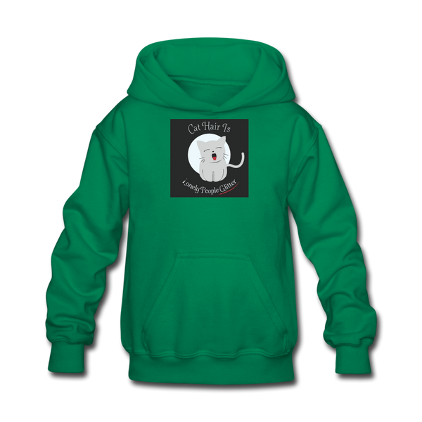Cat Hair Is Lonely People Glitter Kids' Hoodie - kelly green