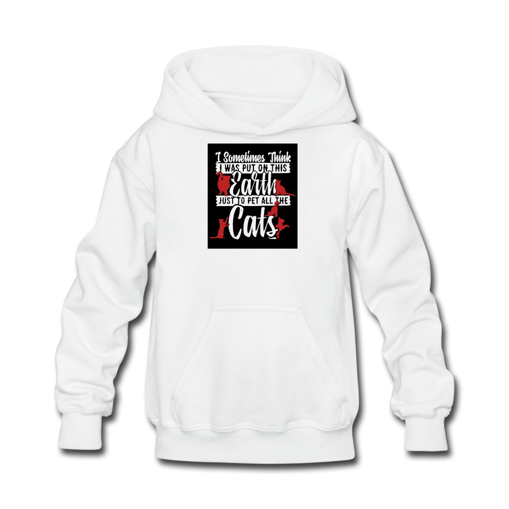 Sometimes I Think I Was Put On This Earth Just To Pet All The Cats Kids' Hoodie - white