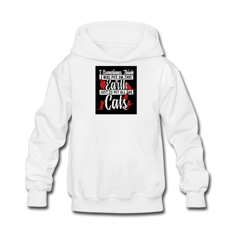Sometimes I Think I Was Put On This Earth Just To Pet All The Cats Kids' Hoodie - white