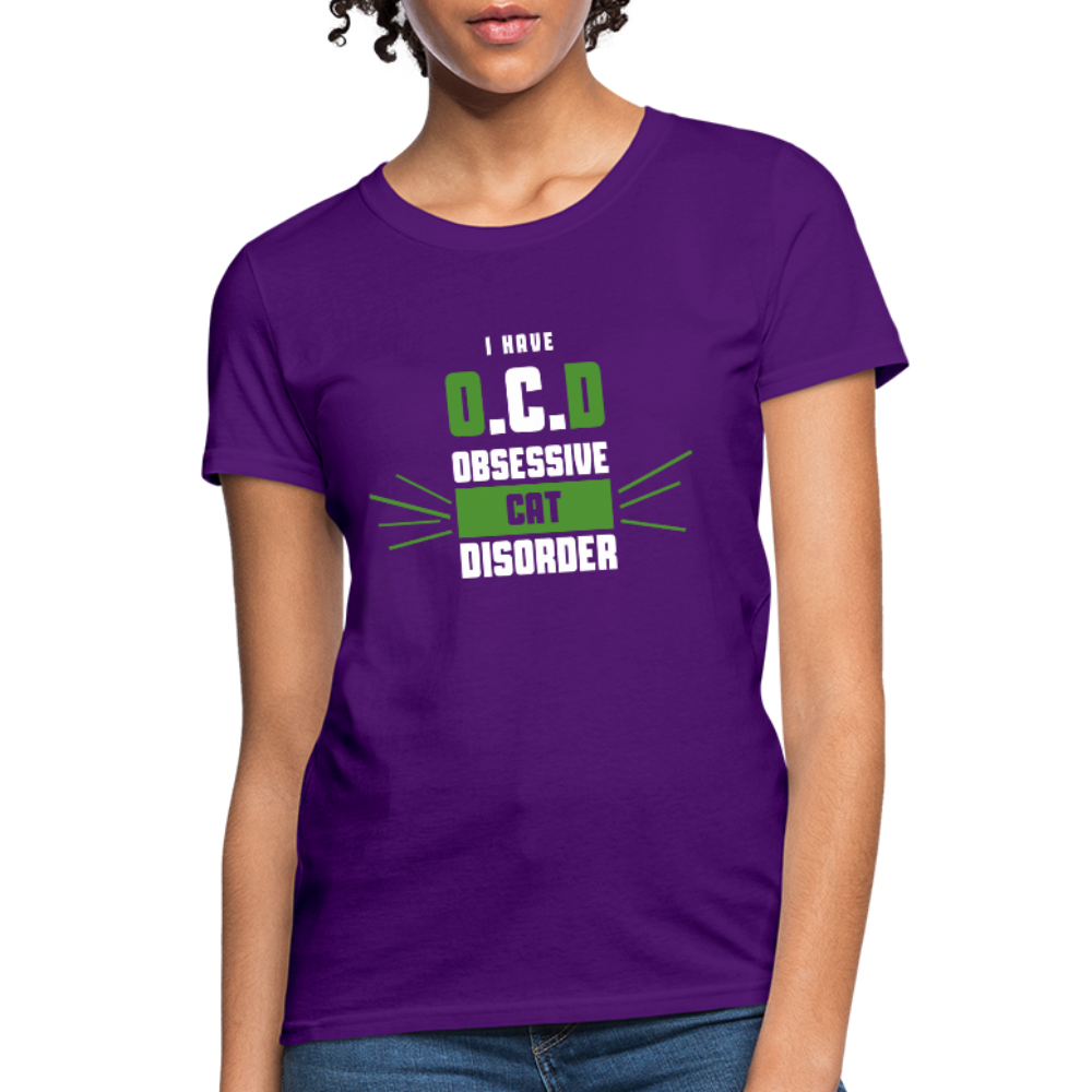 I Have O.C.D Obsessive Cat Disorder Women's T-Shirt - purple