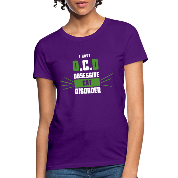 I Have O.C.D Obsessive Cat Disorder Women's T-Shirt - purple