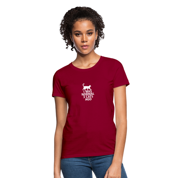 I Was Normal 3 Cats Ago Women's T-Shirt - dark red