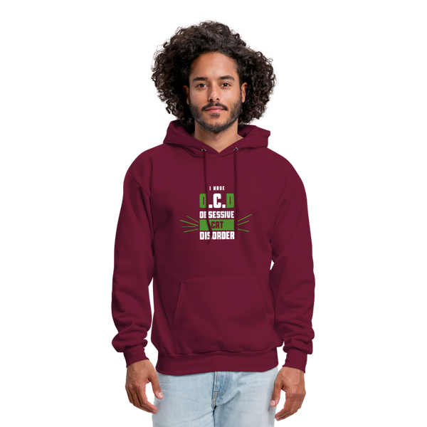 I Have O.C.D Obsessive Cat Disorder Men's Hoodie - burgundy