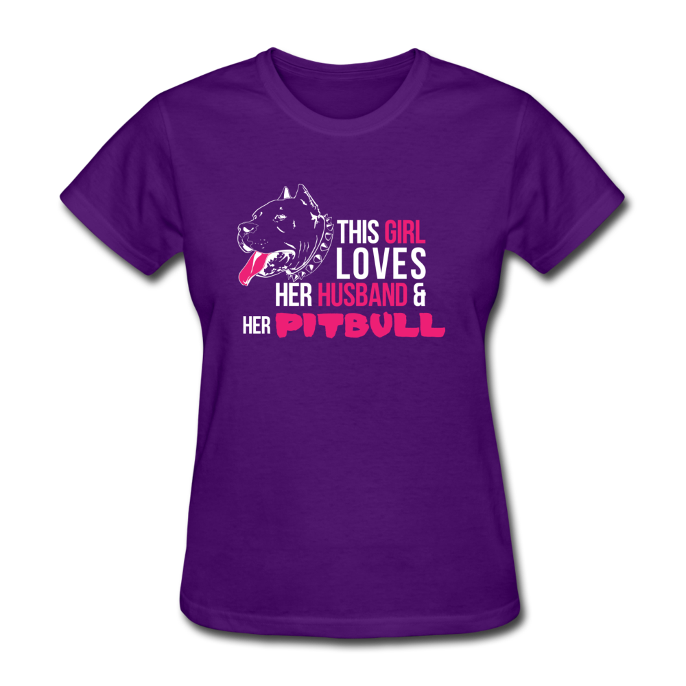 This Girl Loves Her Husband & Her Pitbull Women's T-Shirt - purple