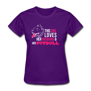 This Girl Loves Her Husband & Her Pitbull Women's T-Shirt - purple