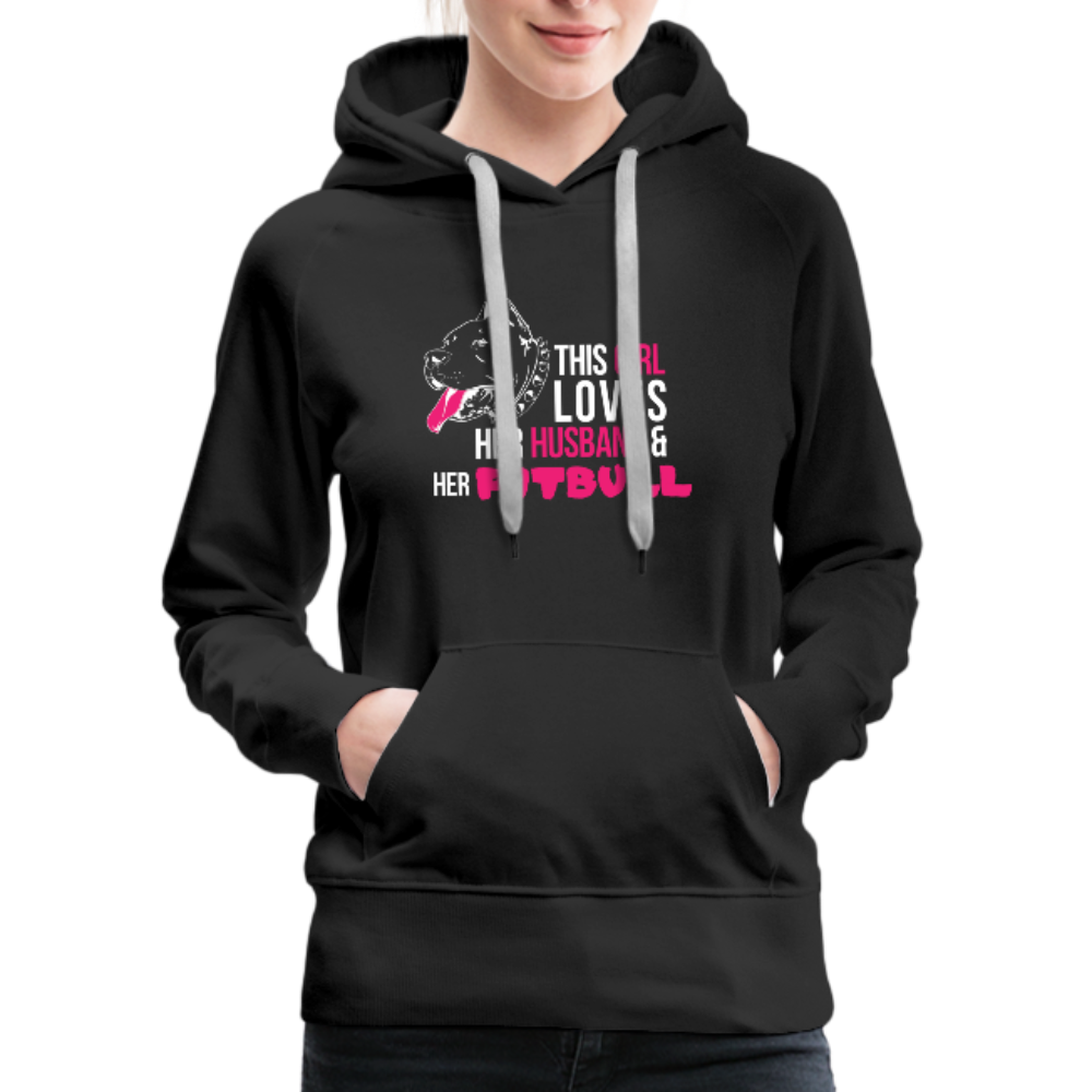 This Girl Loves Her Husband & Her Pitbull Women’s Premium Hoodie - black