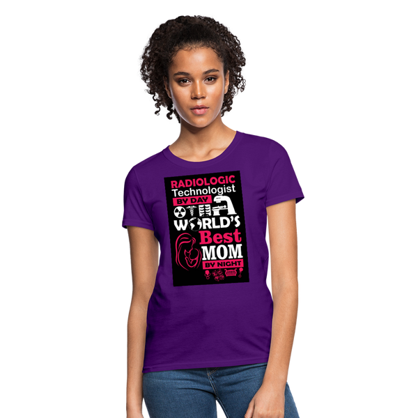 Radiologic Technologist By Day World's Best Mom By Night Women's T-Shirt - purple