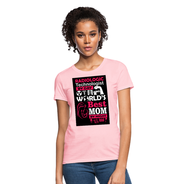 Radiologic Technologist By Day World's Best Mom By Night Women's T-Shirt - pink