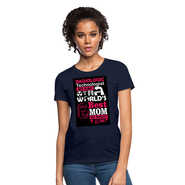 Radiologic Technologist By Day World's Best Mom By Night Women's T-Shirt - navy