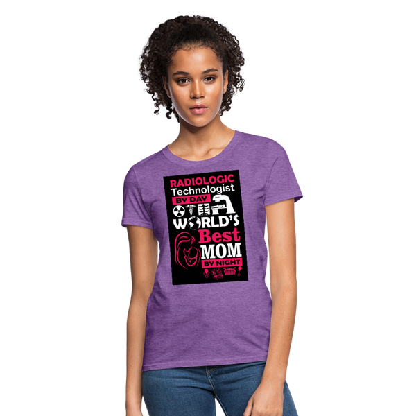 Radiologic Technologist By Day World's Best Mom By Night Women's T-Shirt - purple heather