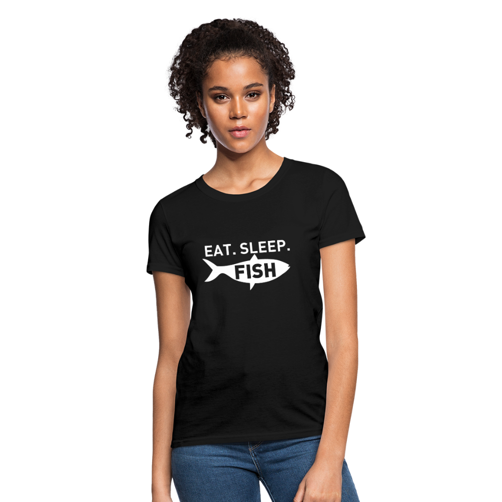 Eat Sleep Fish Women's T-Shirt - black