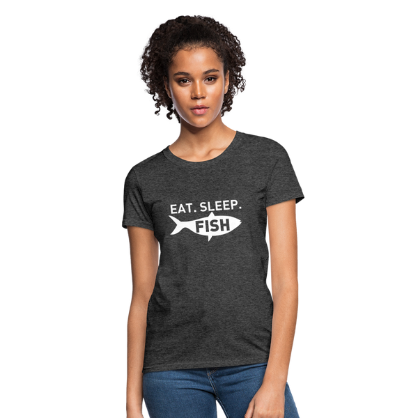 Eat Sleep Fish Women's T-Shirt - heather black