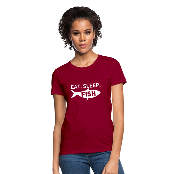 Eat Sleep Fish Women's T-Shirt - dark red