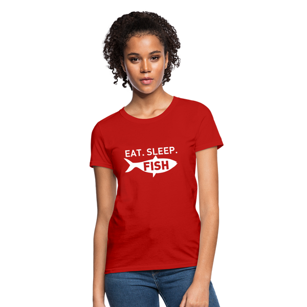 Eat Sleep Fish Women's T-Shirt - red