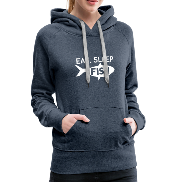 Eat Sleep Fish Women’s Premium Hoodie - heather denim