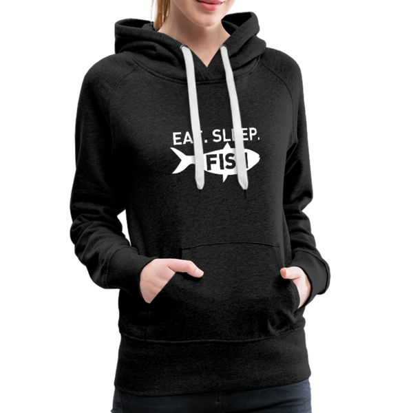 Eat Sleep Fish Women’s Premium Hoodie - charcoal gray