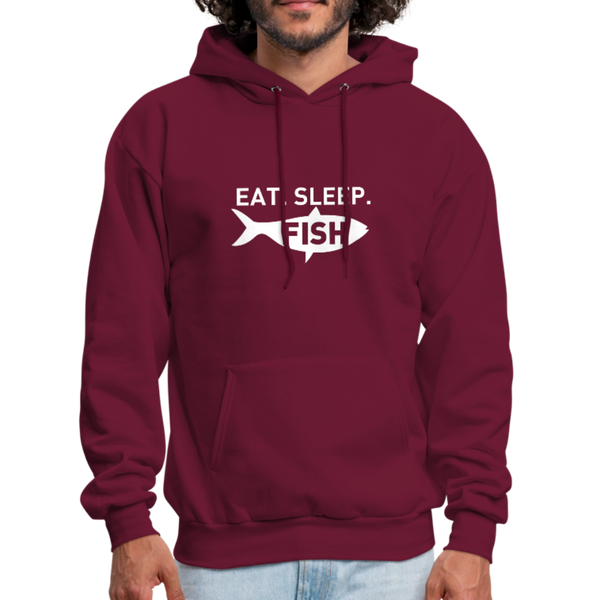 Eat Sleep Fish Men's Hoodie - burgundy