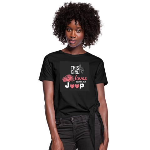 This Girl Loves To Drive Her Jeep Women's Knotted T-Shirt - black