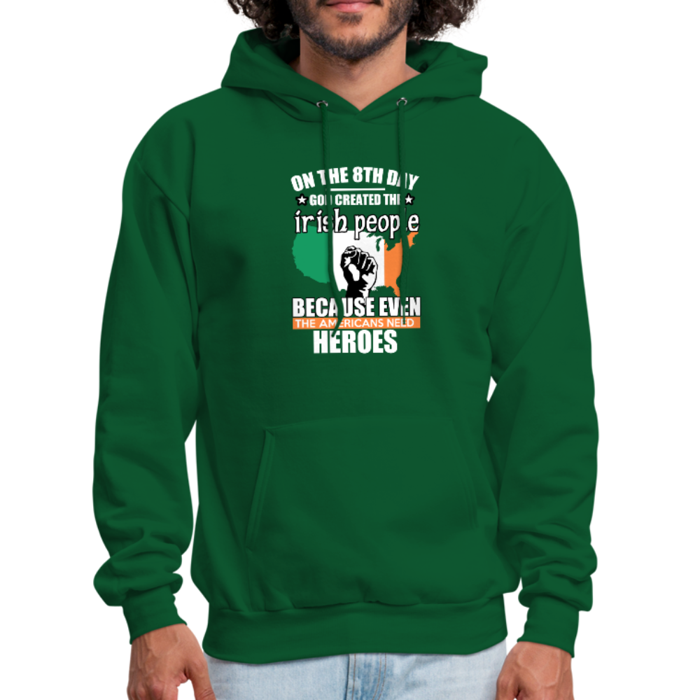 God Created The Irish Men's Hoodie - forest green