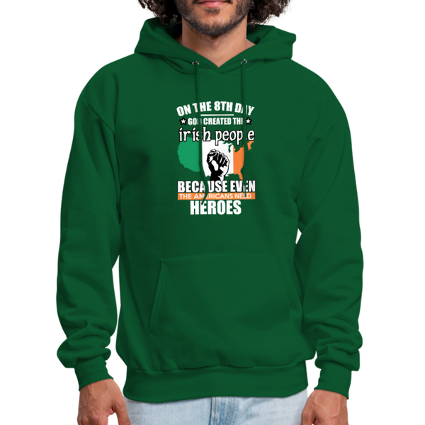 God Created The Irish Men's Hoodie - forest green