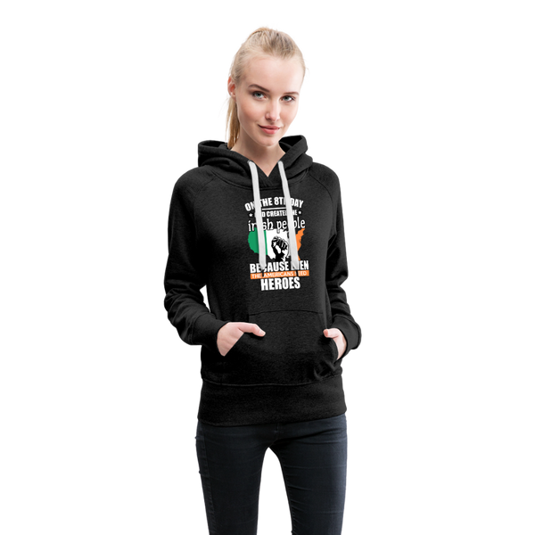 God Created The Irish Women’s Premium Hoodie - charcoal gray