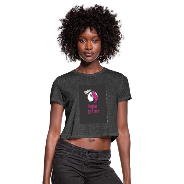 Long Hair Don't Care Women's Cropped T-Shirt - deep heather