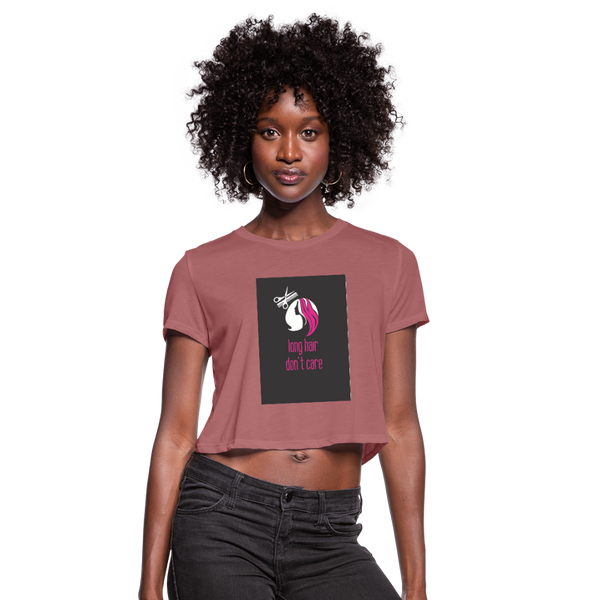 Long Hair Don't Care Women's Cropped T-Shirt - mauve