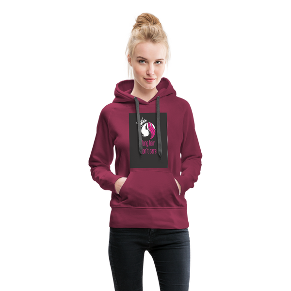 Long Hair Don't Care Women’s Premium Hoodie - burgundy