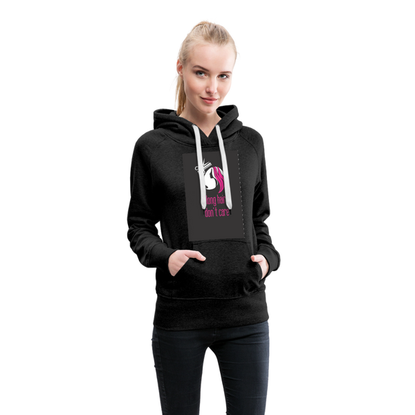 Long Hair Don't Care Women’s Premium Hoodie - charcoal gray