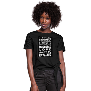 Love My Cavalier Women's Knotted T-Shirt - black